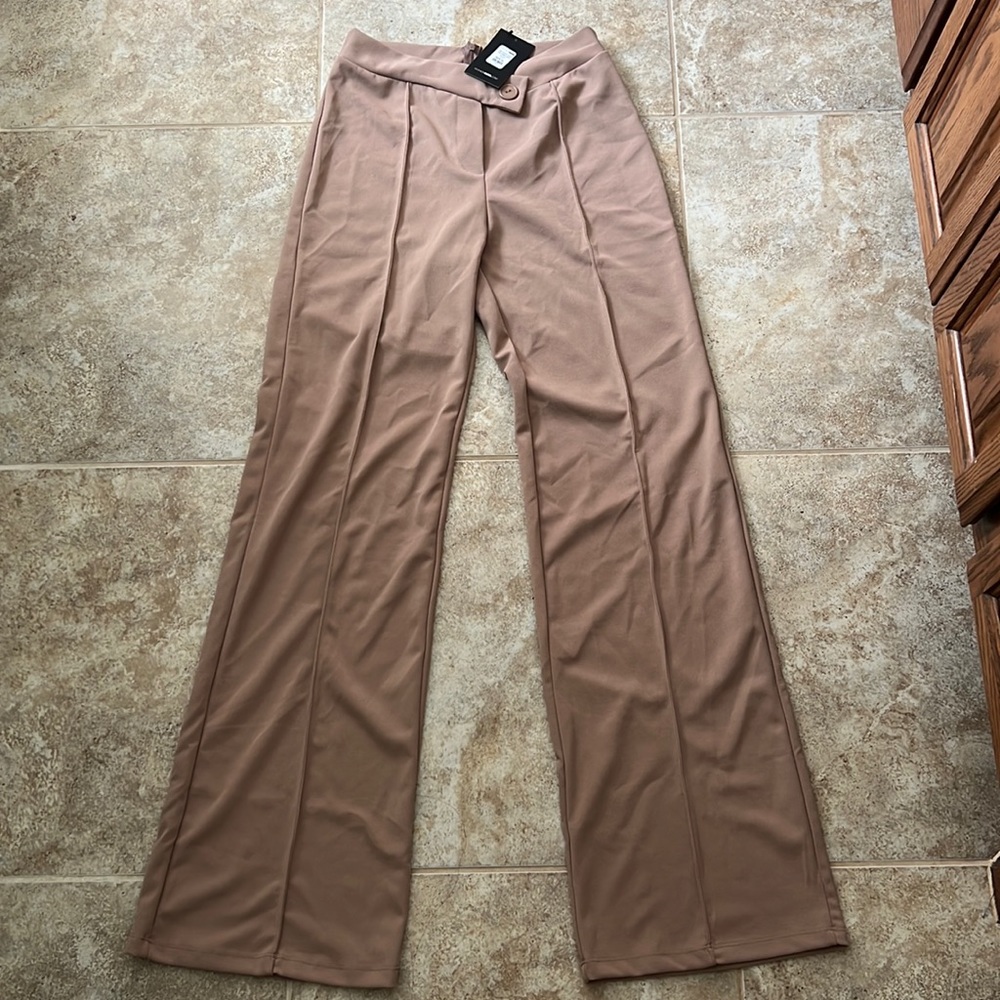 XL Tan Wide leg and High waisted dressy pants